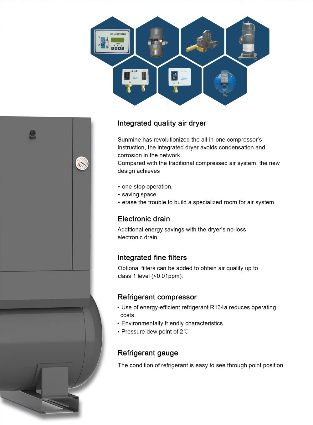 All-in-1 4in1 Industrial Mobile Screw Air Compressor 10HP 15HP 20HP with Dryer Inside for laser Cutting and Packing Machine